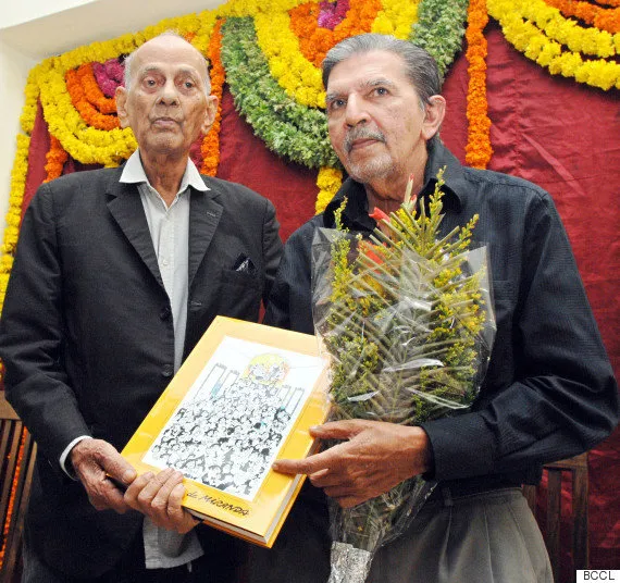 Mario Miranda with his close friend Policarpo Vaz during the release of a book.