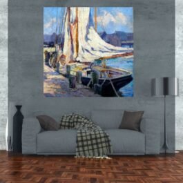 boat at the wharf painting