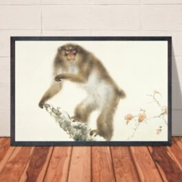 Monkey With Cherry In Autumn - Kansetsu Hashimoto