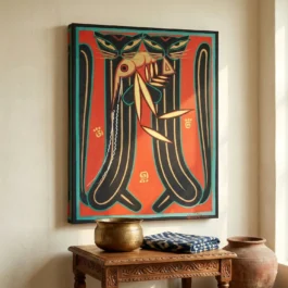 two cats holding a prawn jamini roy