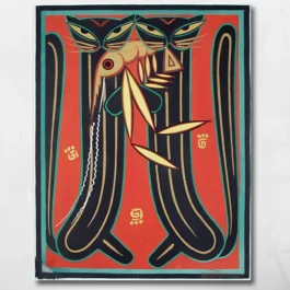 two cats holding a prawn