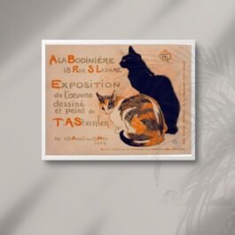 two cats play vintage poster