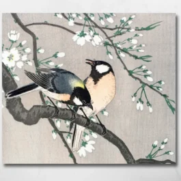 birds on cherry branch