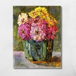still life with zinnias