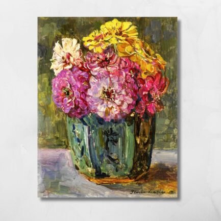 still life with zinnias
