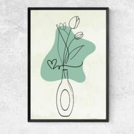 line art flower in the vase