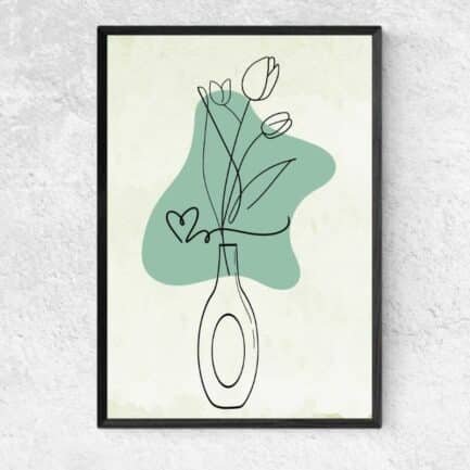 line art flower in the vase