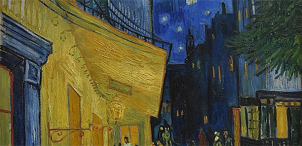 buildings cafe terrace at night