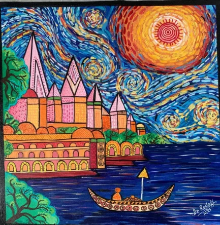Ganga Ghat By Starlight - Dr. Subhash Rastogi | Bombay Art Company