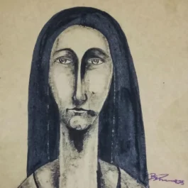 women head mixed media on paper